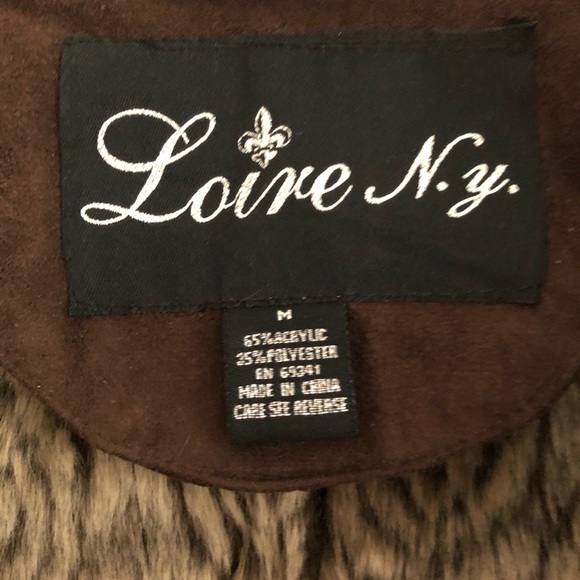 Vintage 90s LOIRE NY Faux Suede Fur Coat Size M Brown Luxury Wrap Belted Jacket - Picture 2 of 5